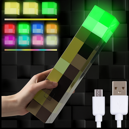 Light-up Wall Torch - Batteries & USB Pluggable Night Lamp - Hand Held or Wall Mount Lighting Torch