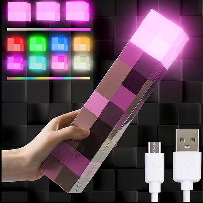 Light-up Wall Torch - Batteries & USB Pluggable Night Lamp - Hand Held or Wall Mount Lighting Torch