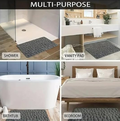 MIULEE Memory Foam Bathroom Rug Shower Mat Coral Fleece with Non Slip Soft Highly Absorbent Washable for Bathroom Kitchen Entryway