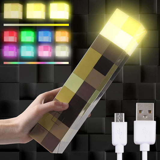 Light-up Wall Torch - Batteries & USB Pluggable Night Lamp - Hand Held or Wall Mount Lighting Torch
